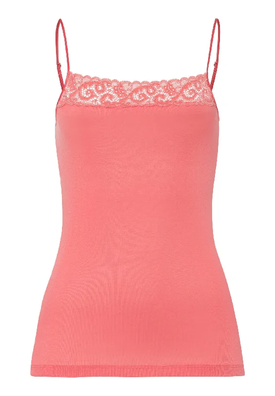 Versatile Women's Fashion Moments Lace Trim Cotton Camisole | Porcelain Rose 71484-2309