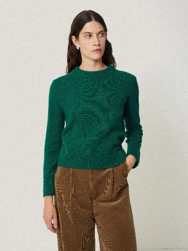 Modern Women's Wardrobe Essentials Compact Wool Cashmere Blend Jumper | Sherwood Green