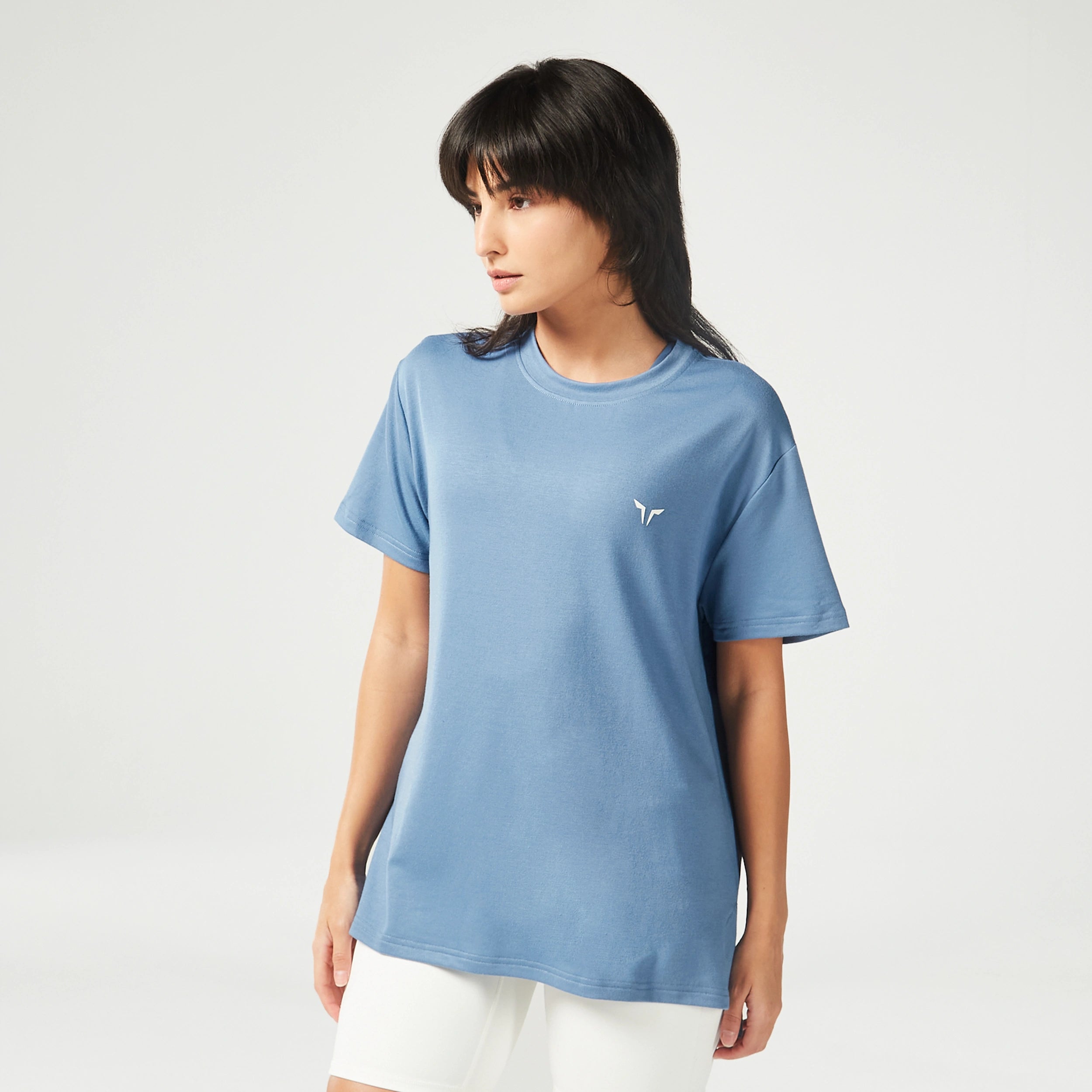 Online Boutiques Best Essential Longline Oversized Tee - Coronet Blue