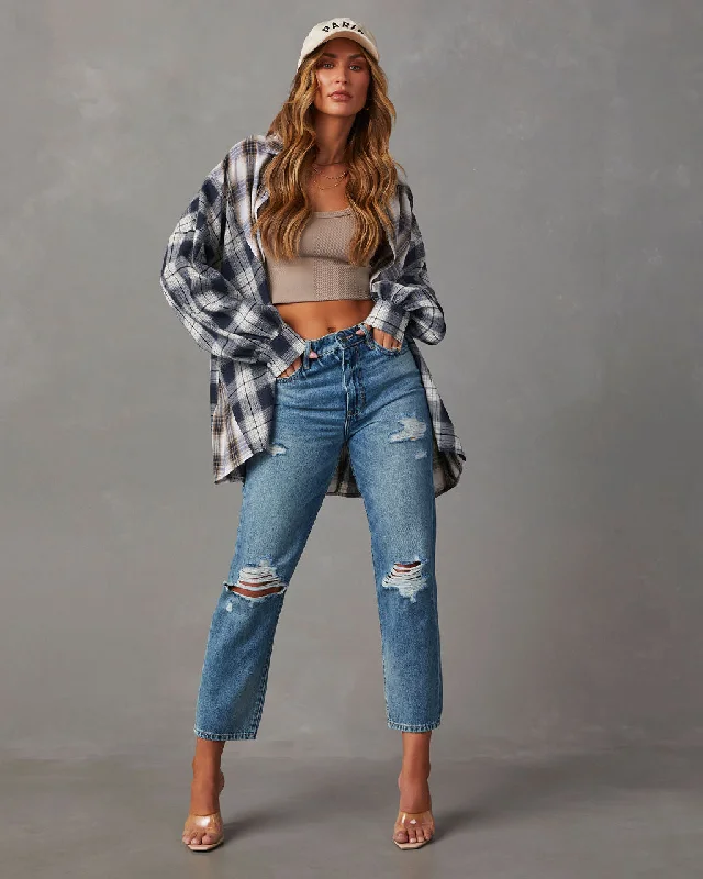 Flash Sale Clothing Axton Oversized Plaid Button Down Top