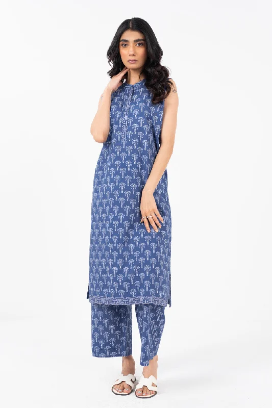 Women's Outfit For The Office Stitched - 2 Pc Printed Cambric Outfit