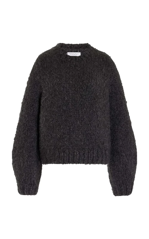 Laid-Back Elegance Clarissa Knit Sweater in Charcoal Welfat Cashmere