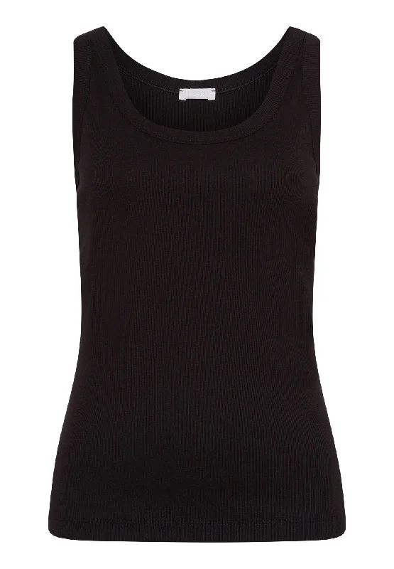 Luxe Women's Fashion Sleep And Lounge Ribbed Cotton Tank Top | Black 74841-019