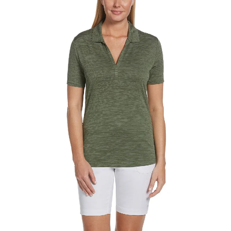 Women's Versatile Apparel Callaway Women's Hedge Green Broken Stripe Polo