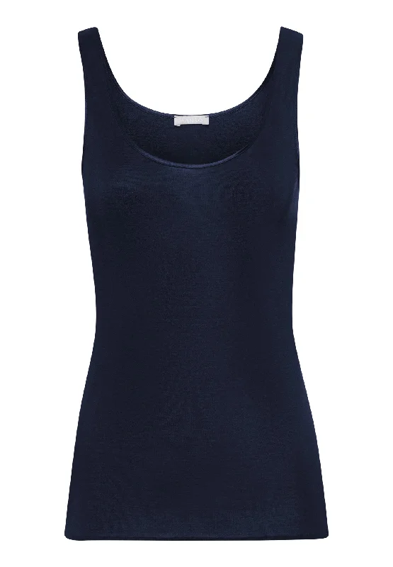 Fashion Essentials Cotton Seamless Round Neck Cotton Tank Top | Deep Navy 71604-1610