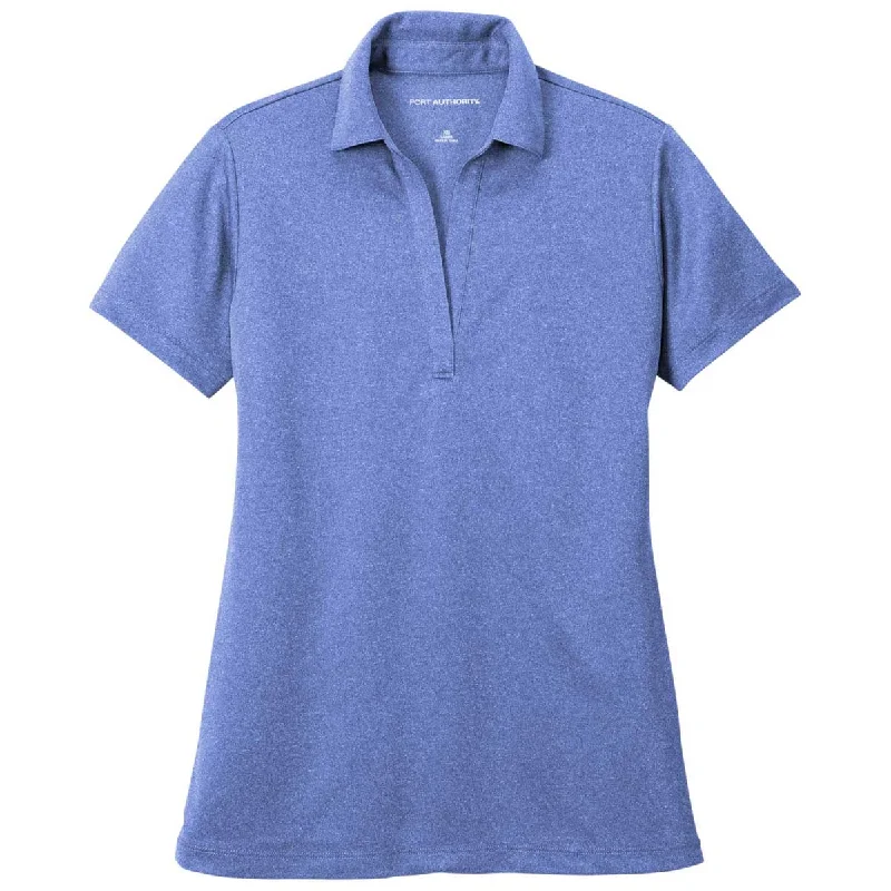 Timeless Women's Fashion Styles Port Authority Women's Moonlight Blue Heather Heathered Silk Touch Performance Polo