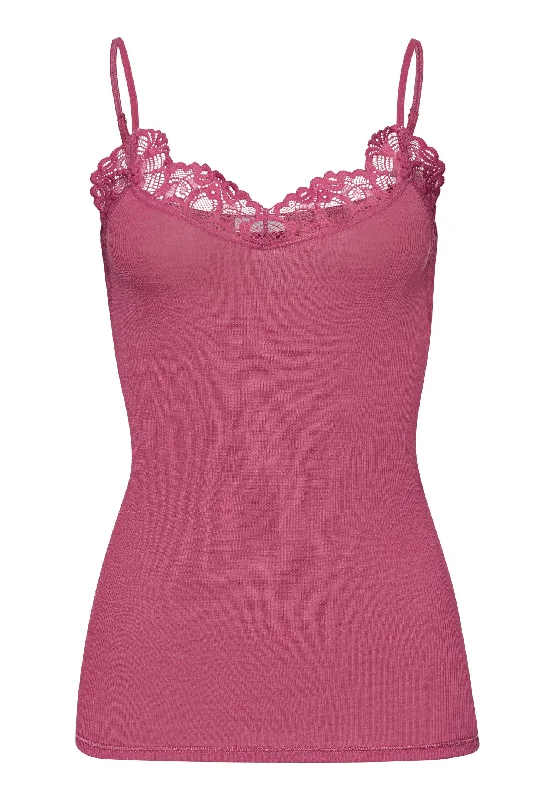 Stylish Dresses for Women Woolen Lace Wool and Silk Camisole | Rose Wine 70911-2414