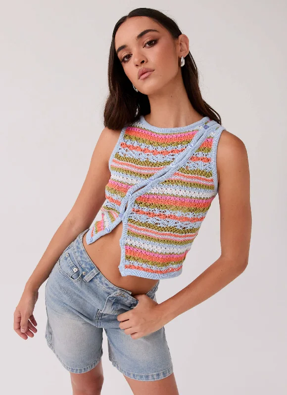 Casual Fashion Trends for Women Chromatic Charm Knit Top - Citrus Oasis