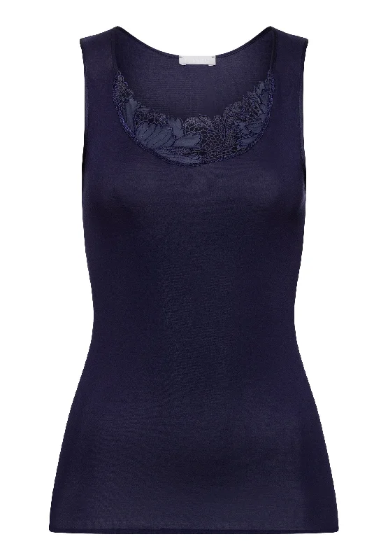 Edgy Fashion Anne Cotton Round Neck Tank Top | Evening Blue 70932-2621