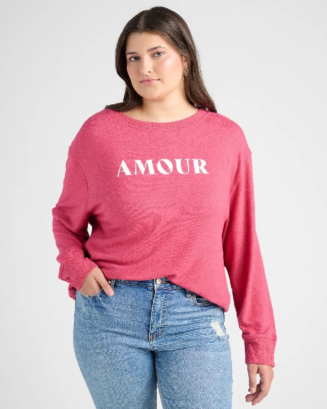 Seasonal Trends Plus Size Shoreline Hacci Amour Graphic Crew