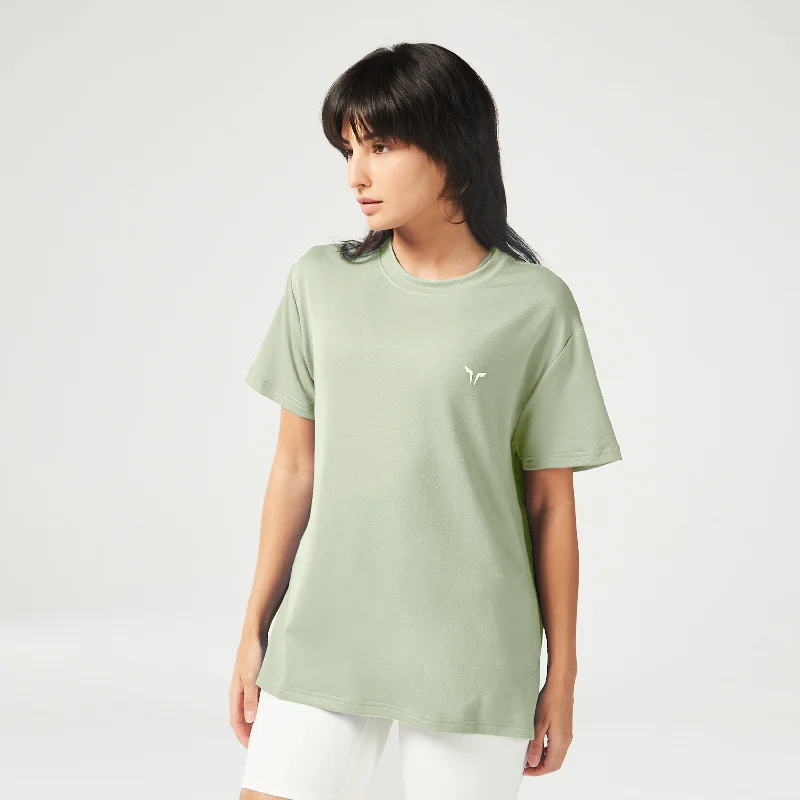 Women Online Clothing Boutiques Essential Longline Oversized Tee - Desert Sage