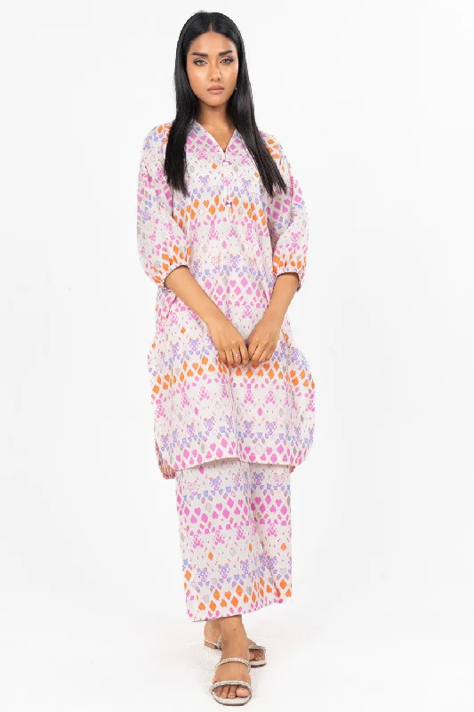 Women's Holiday Attire Stitched - 2 Pc Printed Cambric Outfit