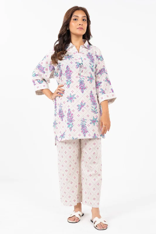 Women's Cozy Outfit For Lounging Stitched - 2 Pc Printed Irish Lawn Outfit