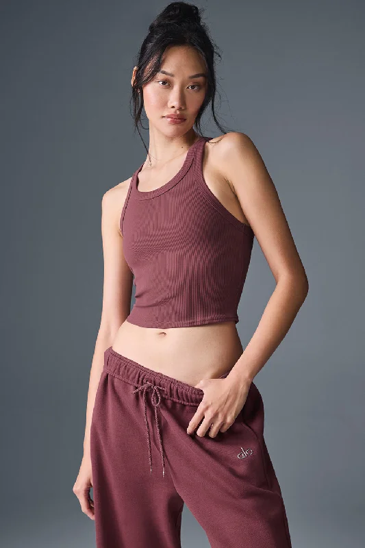 Seasonal Trends Goddess Ribbed Go-To Tank - Burgundy Truffle