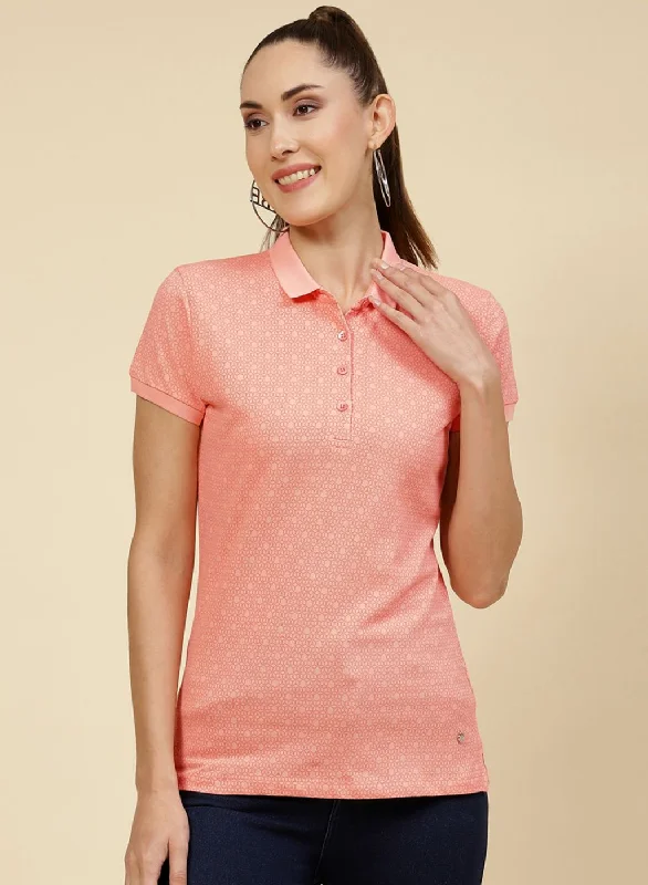 Clearance Sale Women Peach Printed T-Shirt