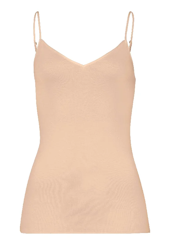 Online Boutiques Affordable Cotton Seamless V-Neck Cotton Camisole | Beige 71601-274