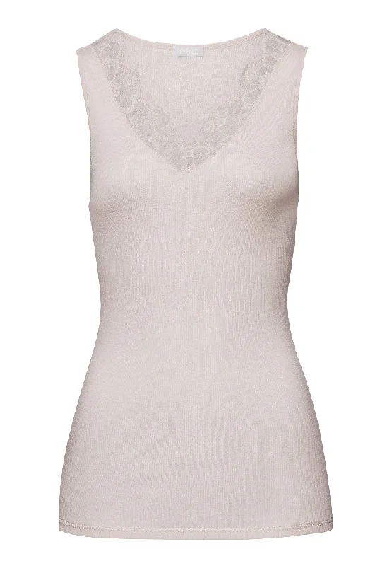 Best Boutiques Online Woolen Lace Fine Ribbed Wool And Silk Tank Top | Pumice 70912-2801