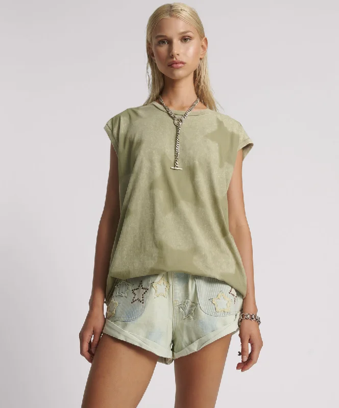 Women's Charming Outfit For Events Star Dust Oversized Tank - Khaki