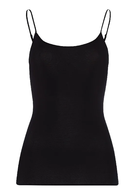 Clothing Woman Cotton Seamless Cotton Round Neck Camisole | Black 71600-019