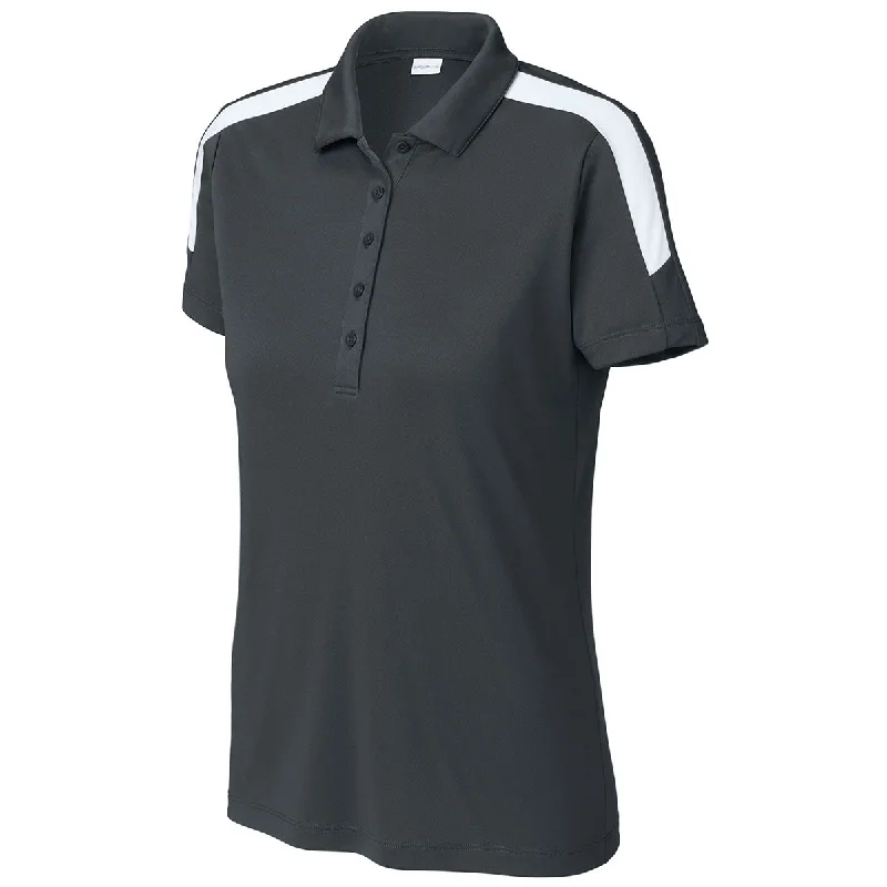 Women's Trendy Activewear Apparel Sport-Tek Women's Iron Grey/ White Competitor United Polo