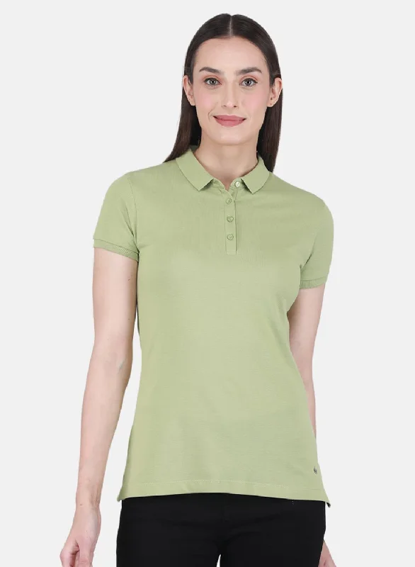 New Arrival Discounts Women Green Solid T-Shirt