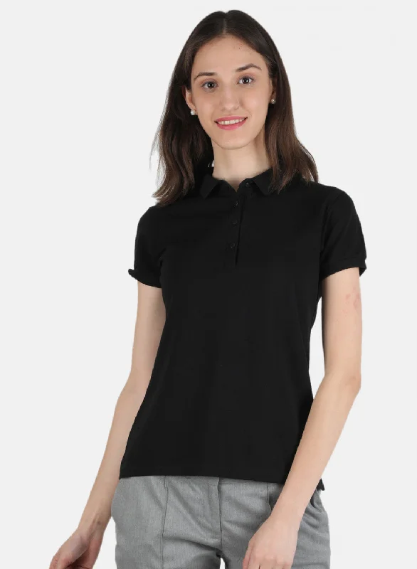 Women's Clothing Boutique Women Black Plain T-Shirt