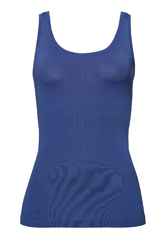 Festival Fashion Touch Feeling Round Neck Tank Top | Blue Horizon 71814-2546