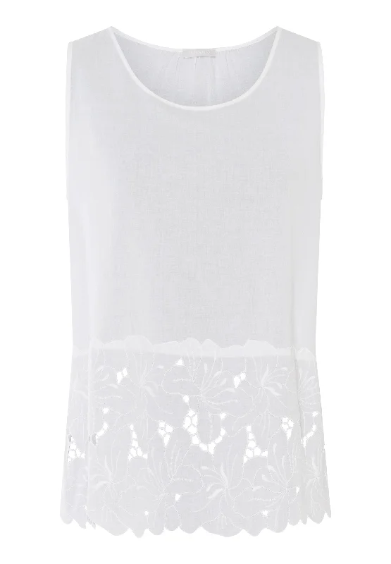 Graceful Fashion Clara Round Neck Cotton Tank Top | White 74897-101