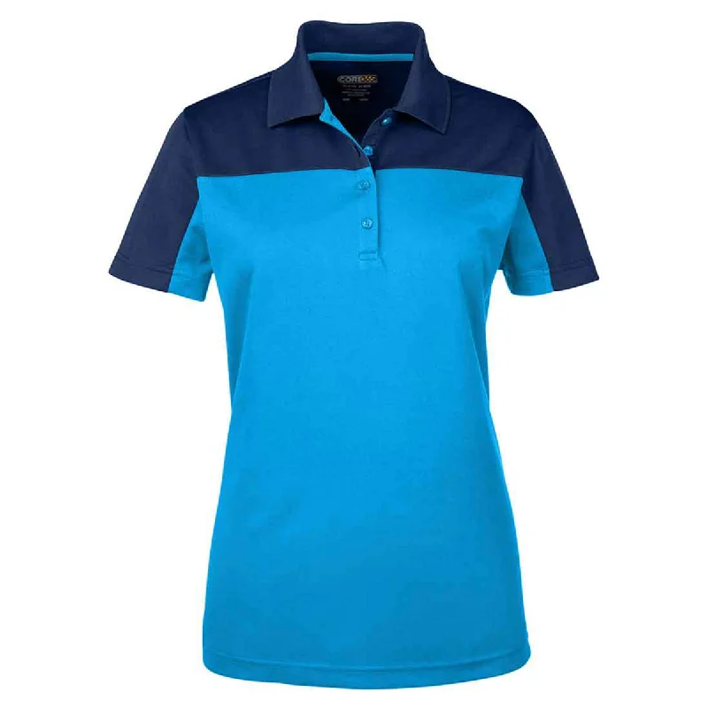 Best Clearance Sales Right Now Core 365 Women's Electric Blue/Classic Navy Balance Colorblock Performance Pique Polo