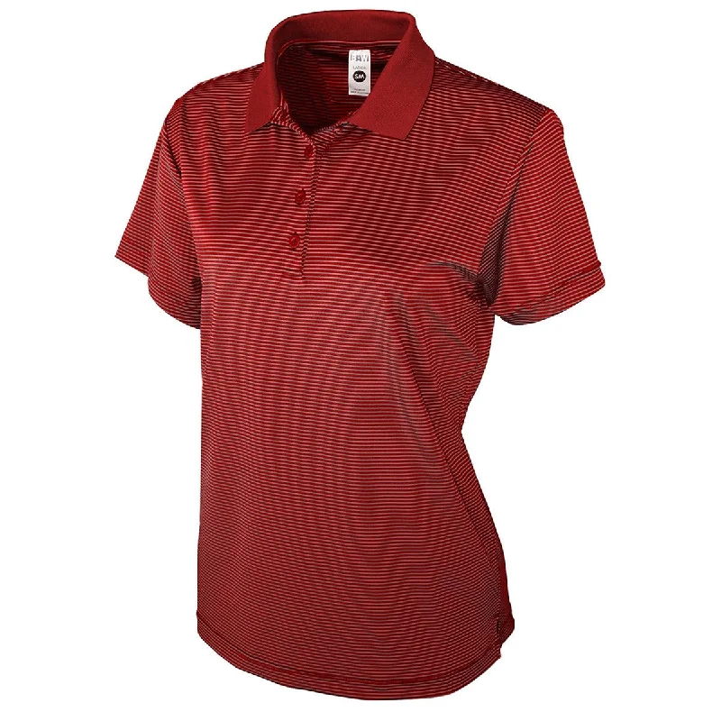 Women's Clothing Online Sale BAW Women's Red/Charcoal Mini Stripe Spandex Cool Tek Polo