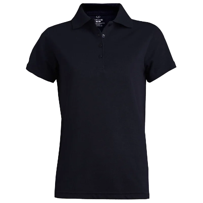 Trendy Street Style Clothing Edwards Women's Dark Navy Soft Touch Pique Polo