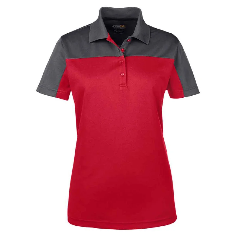 Women's Clothing Core 365 Women's Classic Red/Carbon Balance Colorblock Performance Pique Polo