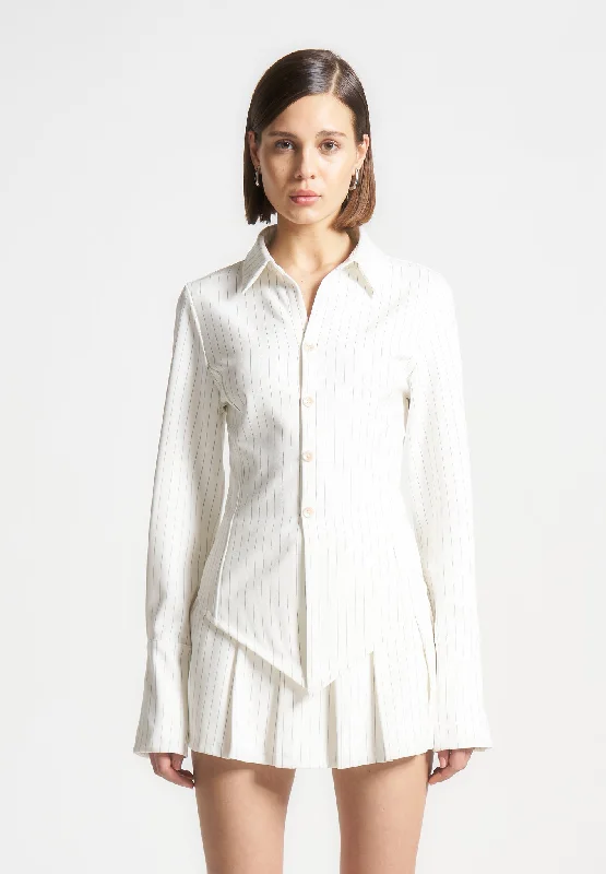 Best Online Women's Boutiques Pinstripe Angled Shirt - White