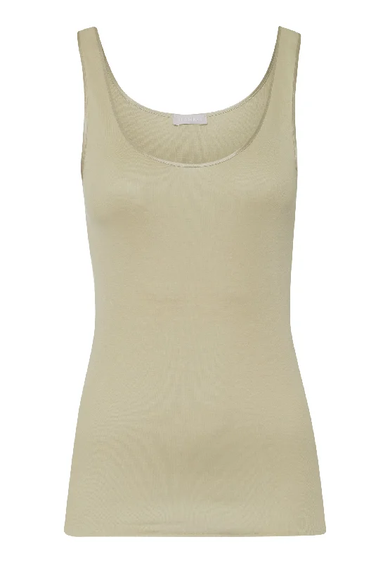 Fashion Sale Cotton Seamless Round Neck Cotton Tank Top | Moss Green 71604-2720