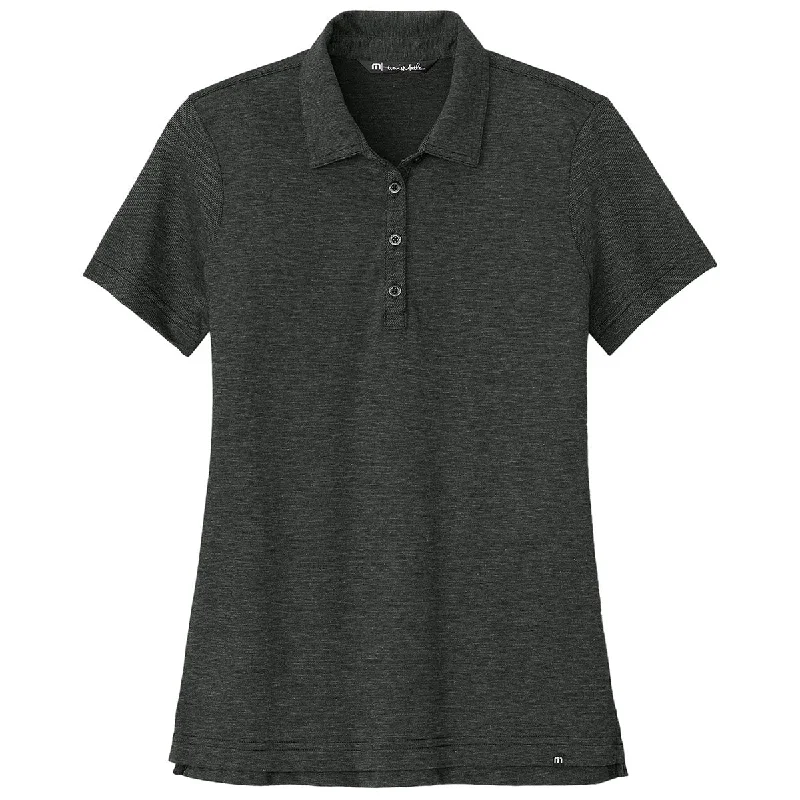 Comfy Women's Outfits for Daily Wear TravisMathew Women's Black Heather Sunnyvale Polo