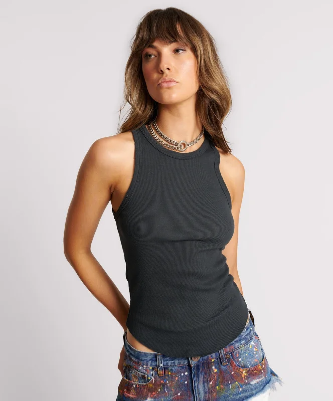 Women's Office Outfit DISTRESSED RAMONE RIB TANK