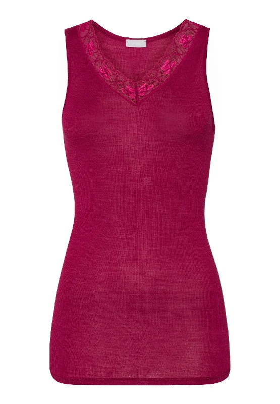 Outfits For Women Woolen Lace Fine Ribbed Wool And Silk Tank Top | Intense Garnet 70971-2406