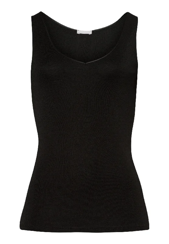 Chic & Cozy Apparel Woolen Silk W Wool And Silk V-Neck Tank Top | Black 71416-018