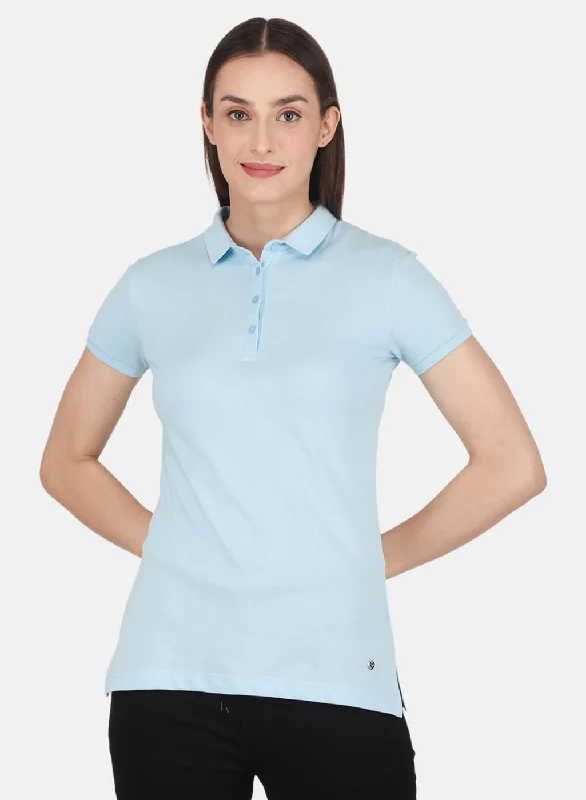 Women Apparel Women Sky Blue Solid T-Shirt