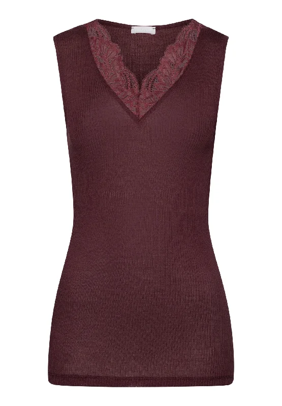 Women's Clothing Online Maria Wool And Silk V-Neck Tank Top | Deep Maroon 70899-2483