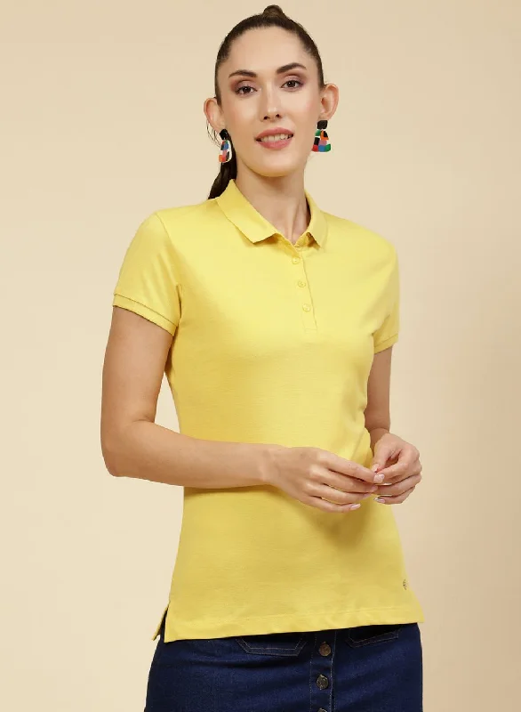 Holiday Special Offers Women Yellow Solid T-Shirt