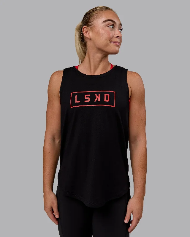 Women Clothes Luna FLXCotton Longline Tank - Black-Crimson