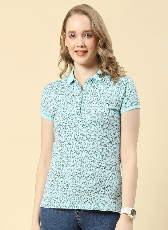 Flash Sale Event Women Blue Printed T-Shirt