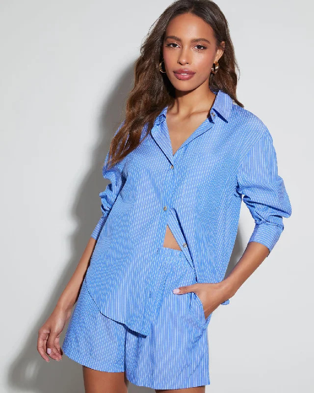 Summer Sale Trinity Striped Button Down Top