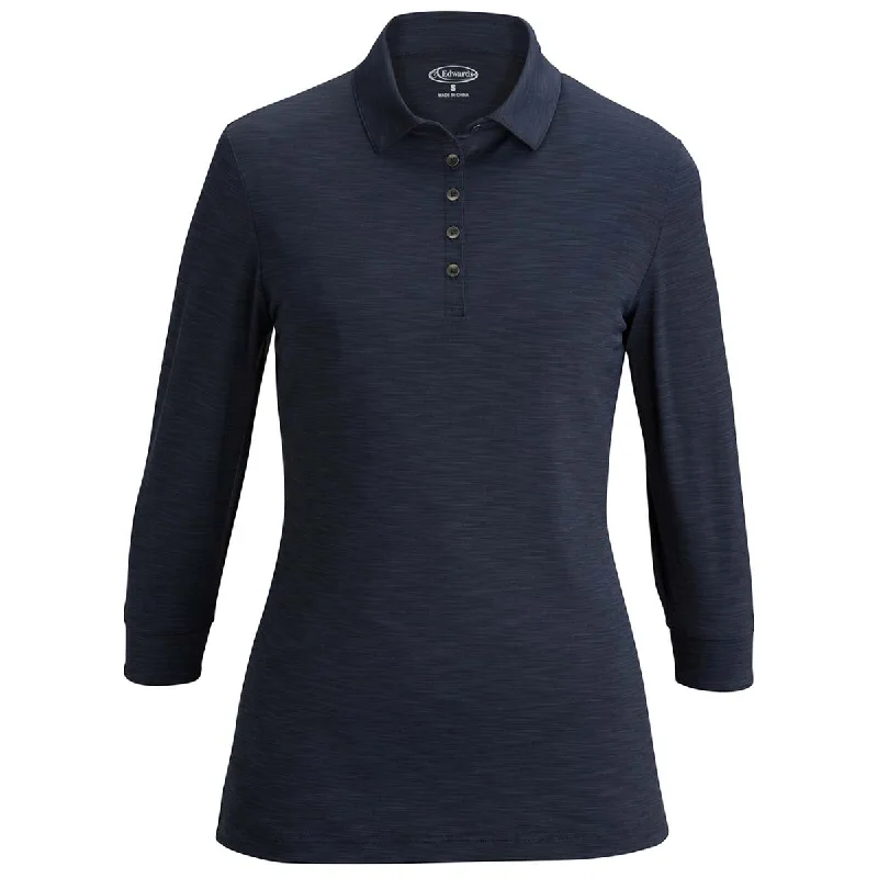 Evening Looks Edwards Women's Bright Navy 3/4 Sleeve Optical Polo