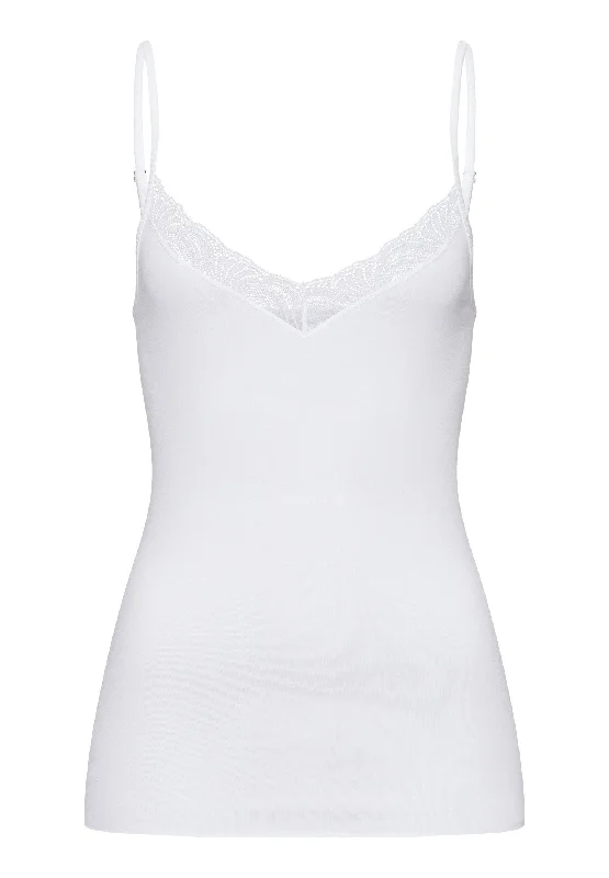 Women's Trendy Outfits Cotton Delight Lace Trim Cotton Camisole | White 71836-101