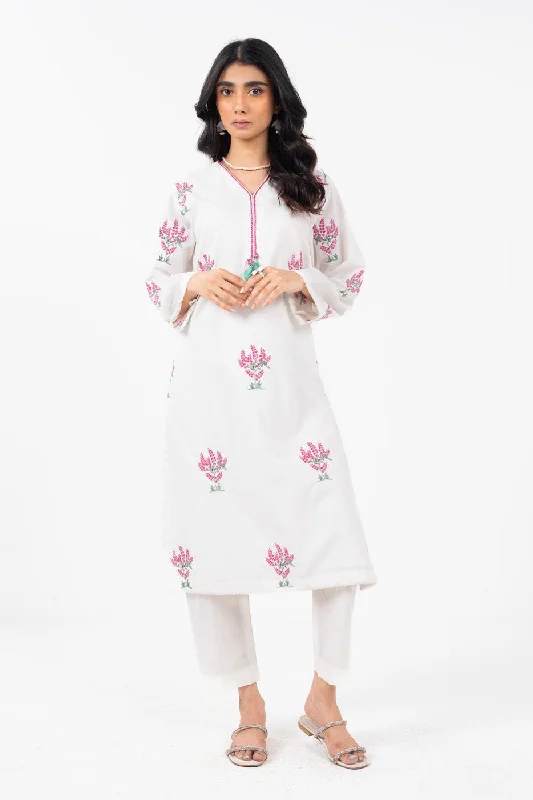 Women's Tailored Outfit Stitched - Printed Embroidered Cambric Kurti