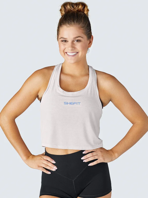 Current Trends Crop Tank - White Lavender