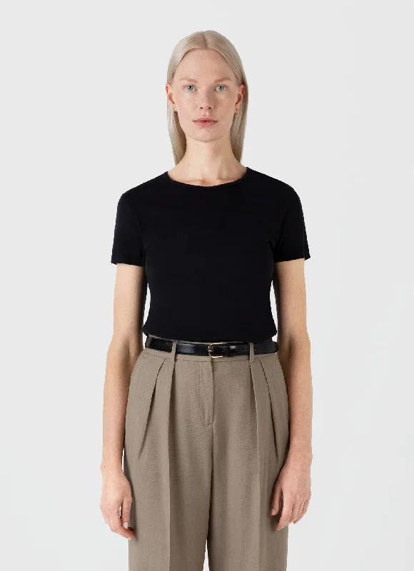 Affordable Online Boutique Women's Sea Island Cotton T-shirt in Black