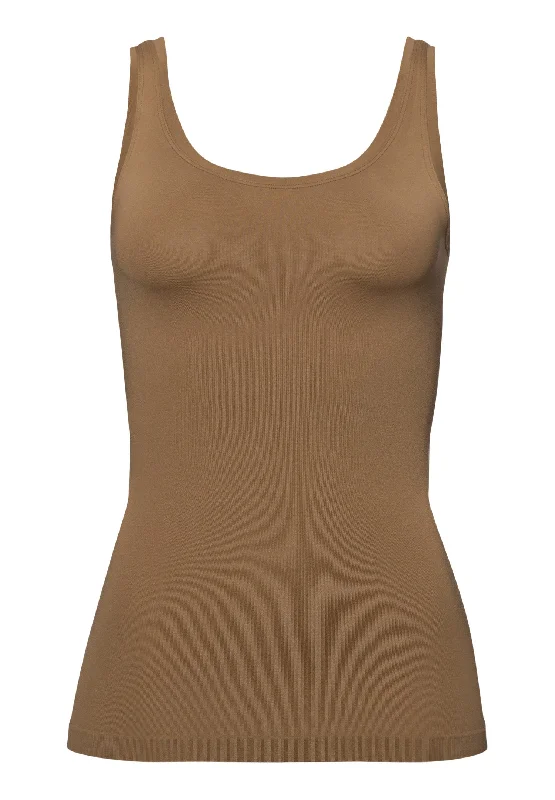 Casual Wear Touch Feeling Round Neck Tank Top | Walnut 71814-2821